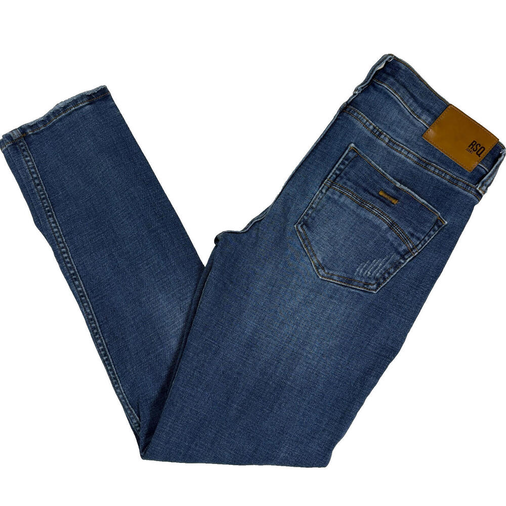 RSQ Mens Blue Skinny Jeans 30x32 Distressed Denim Y2K 90s Grunge Pants